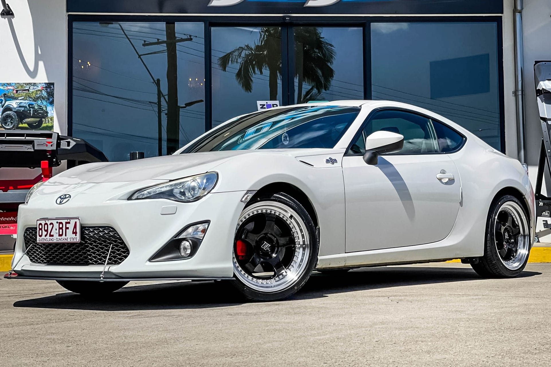 toyota 86 hussla zen gloss black chrome rivets machined lip wheel