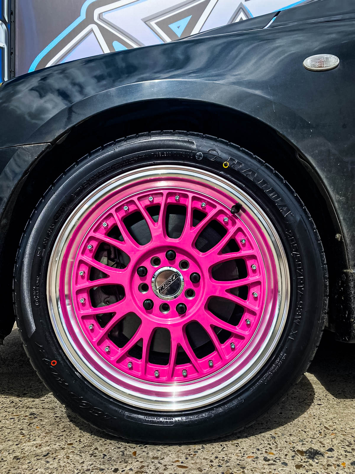 mazda 3 hussla 021 pink machined lip wheel #11210