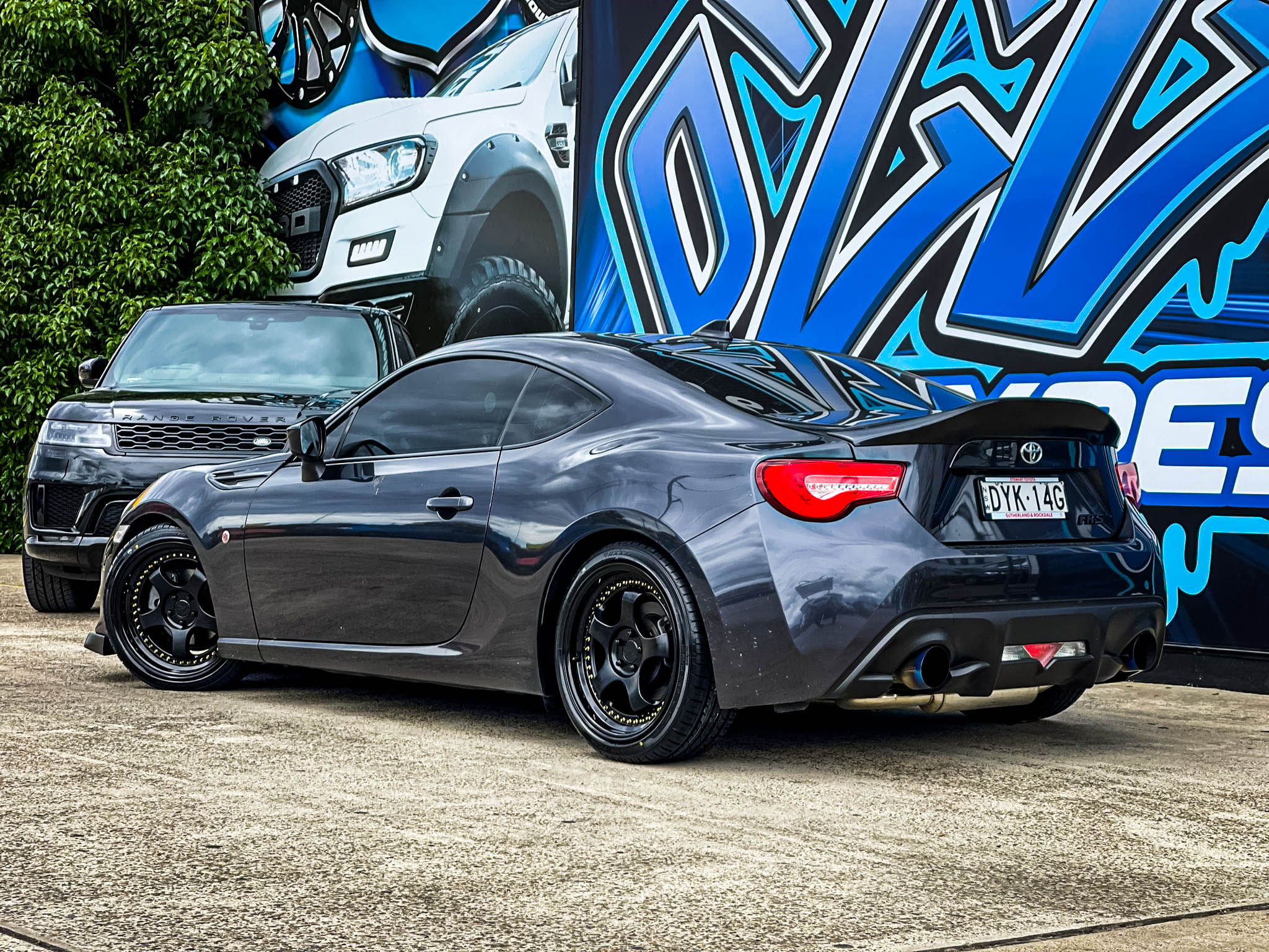 toyota 86 hussla zen matte black gold rivets gloss black lip wheel