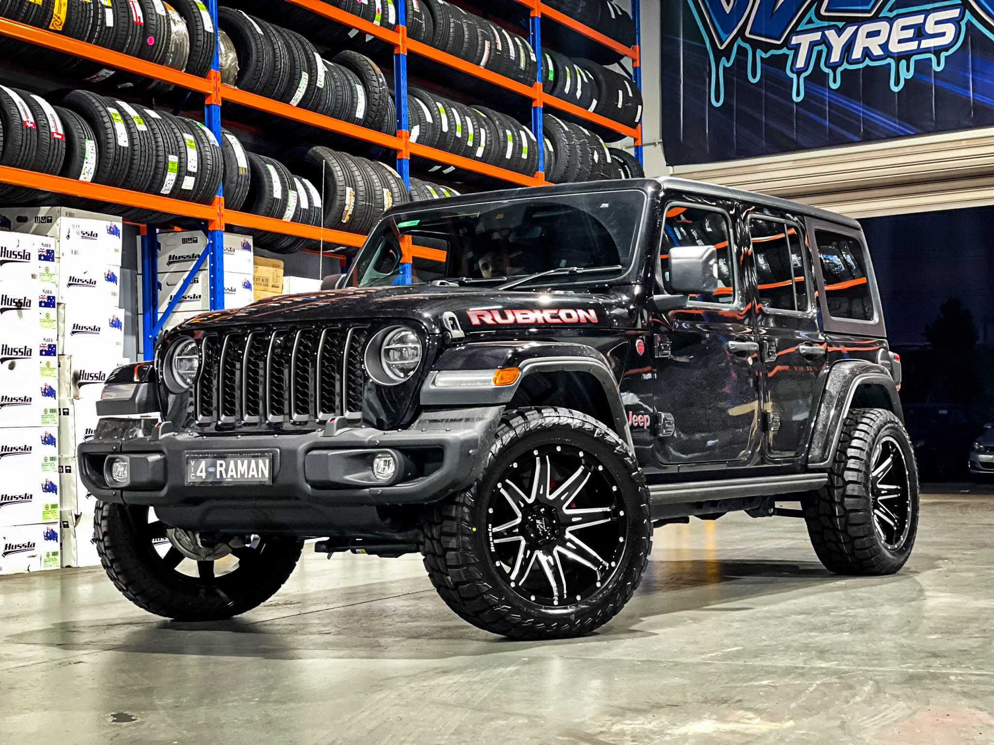 JEEP WRANGLER HUSSLA GATLING GLOSS BLACK MILLED SPOKES Wheel #12247