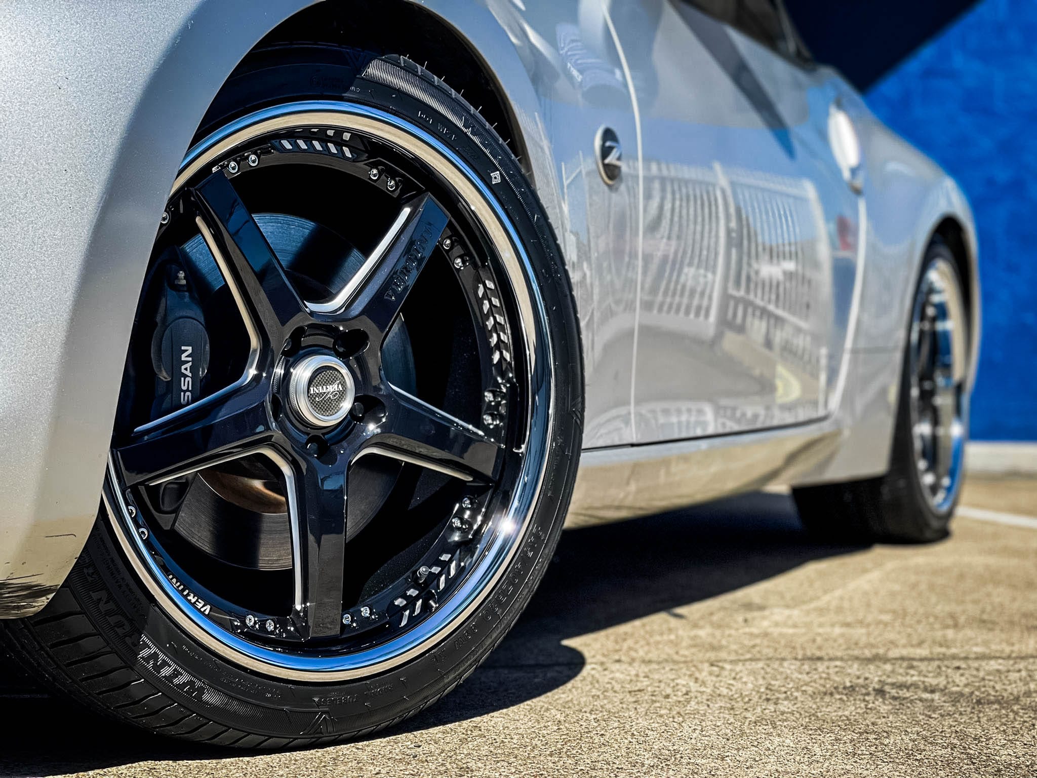 nissan 370z vertini drift gloss black chrome lip wheel #12256