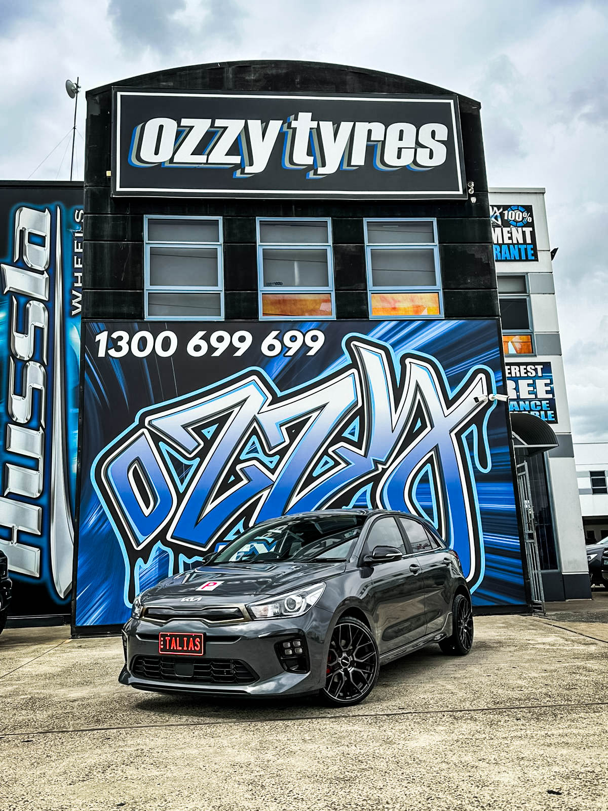kia rio hussla lit gloss black dark tint face wheel #12566