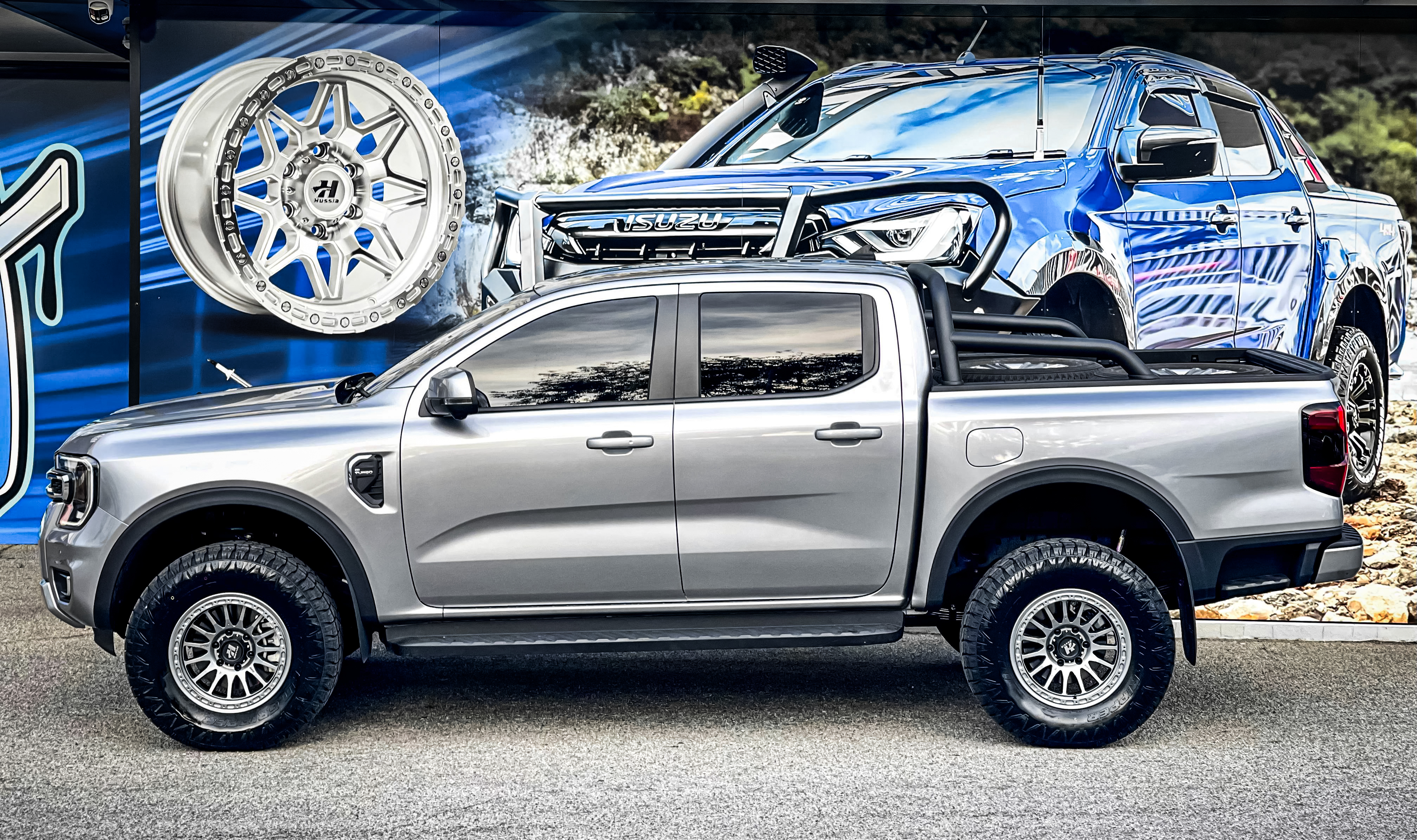 ford ranger hussla rugged race matte grey wheel #17035