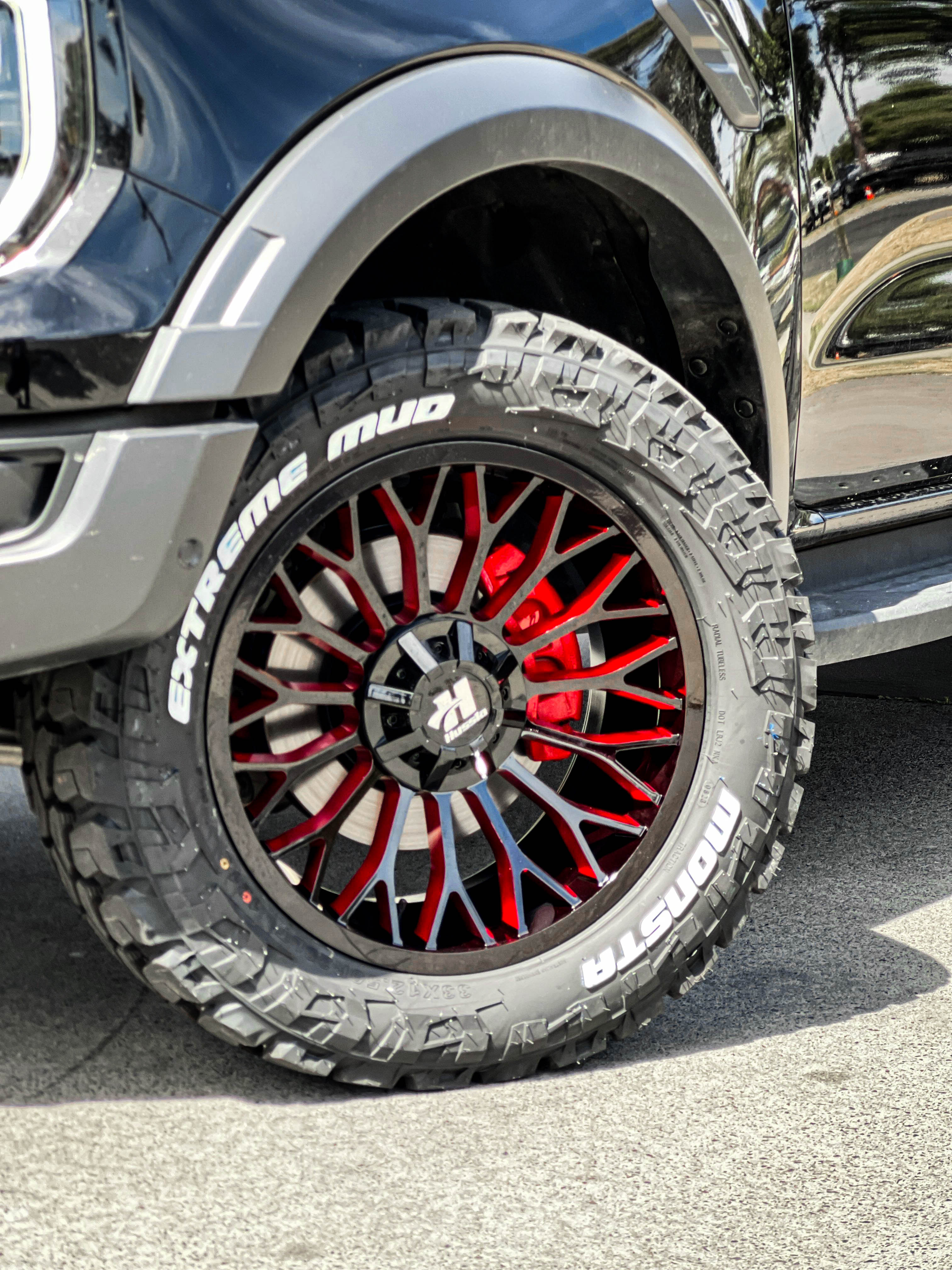 ford ranger raptor hussla hybrid gloss black 313 blood red wheel #18508