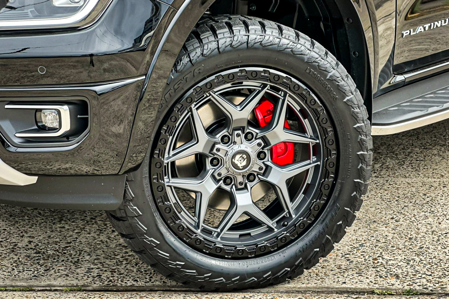 ford ranger grizzly havoc matte titanium black bead ring wheel #21680