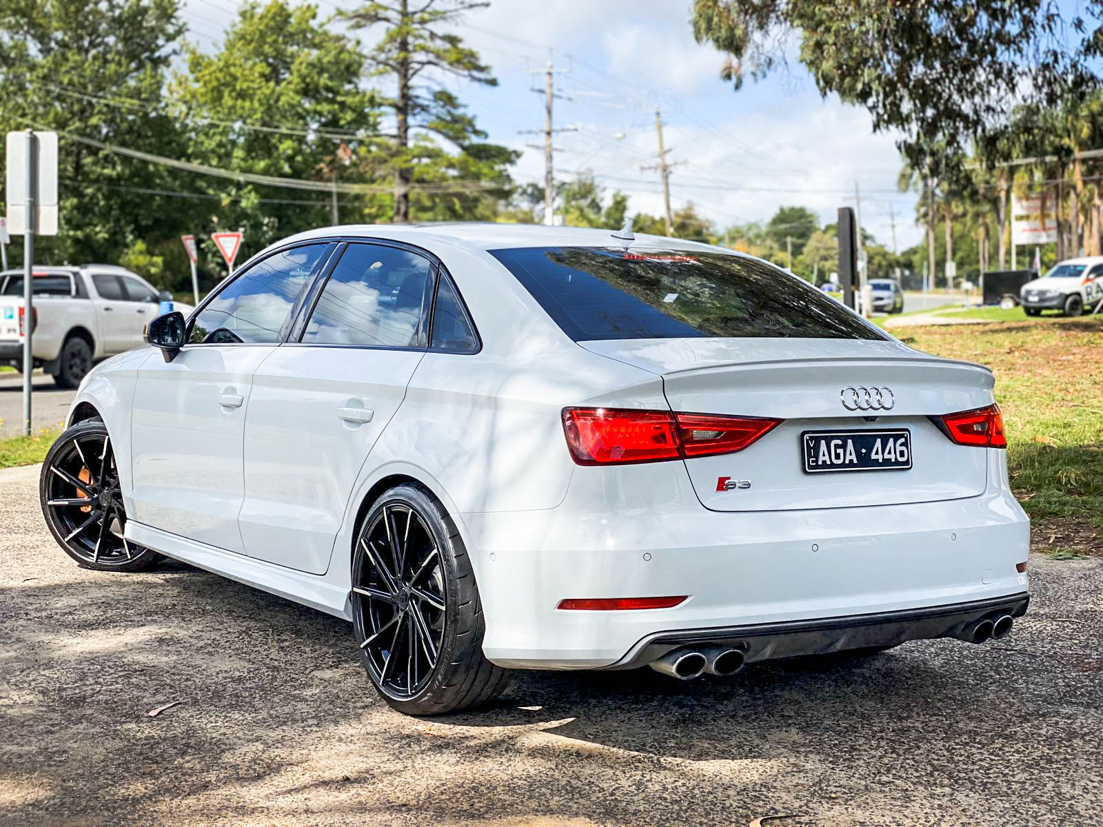 Audi s3 hussla alz gloss black machined tips #2706